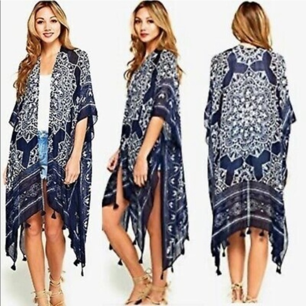Love Stitch Boho Kimono With Tassels